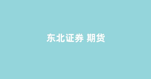 东北证券 期货(东北证券期货app)_https://www.xzdzcjx.com_深交所_第1张